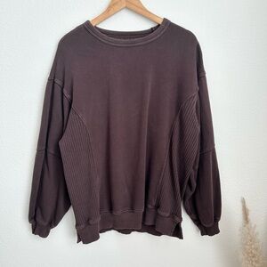 Aerie Brown Crewneck Oversized Pullover Sweatshirt - XS
